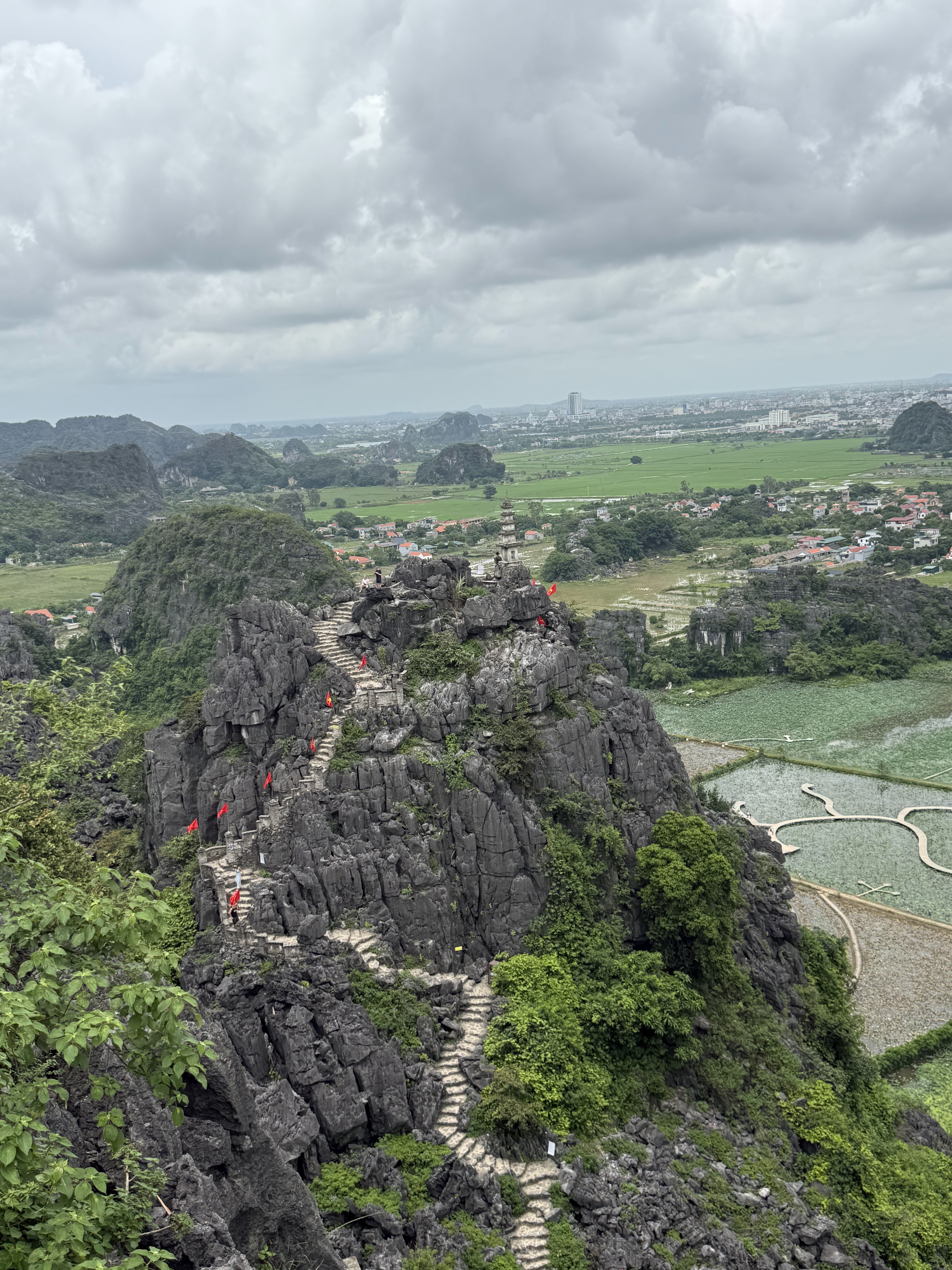 Hang Mua pagoda summit above Ninh Binh's rice fields and karsts, Vietnam, Fitrip