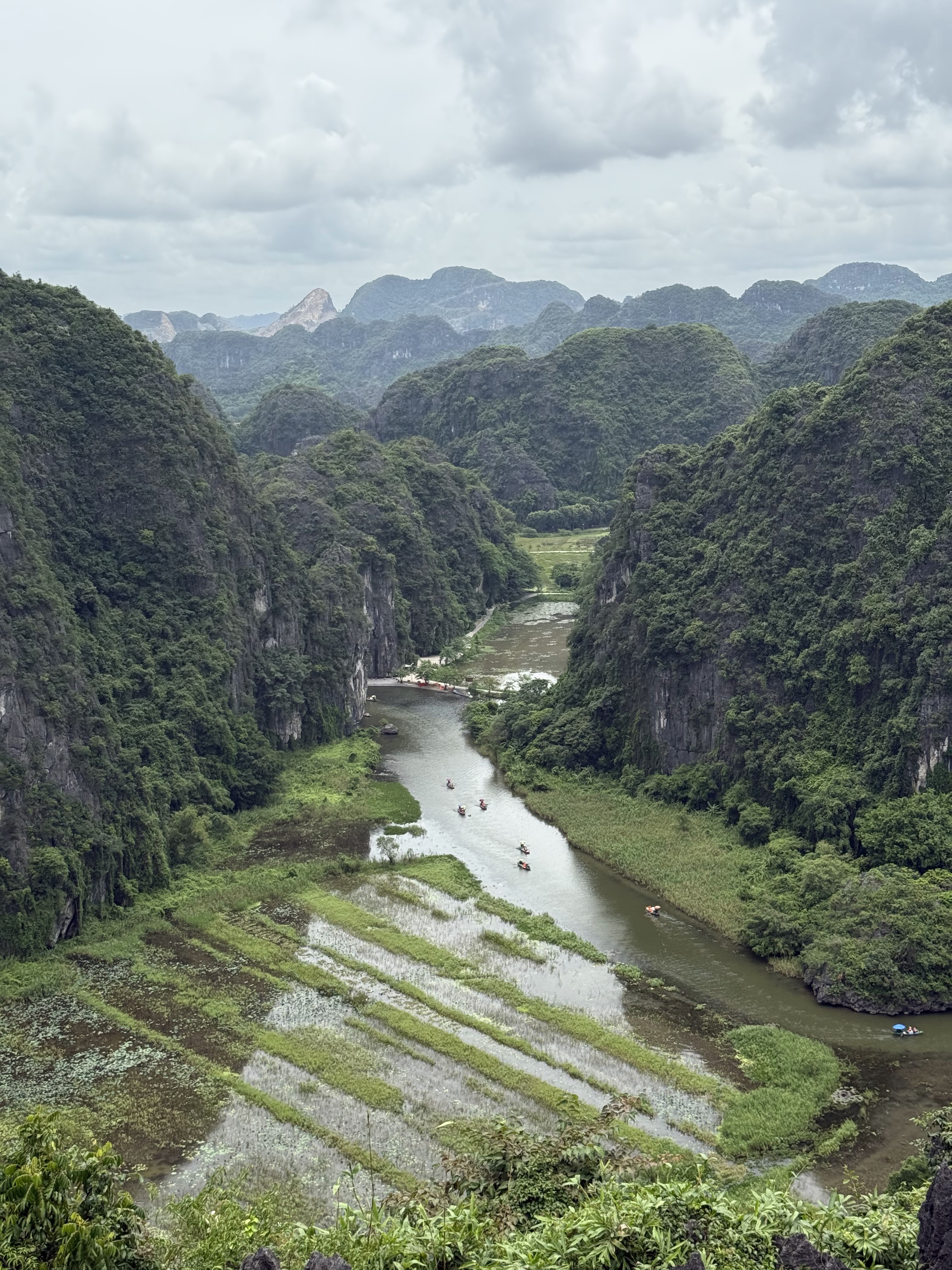 Trang An river gorge through limestone karsts, Northern Vietnam