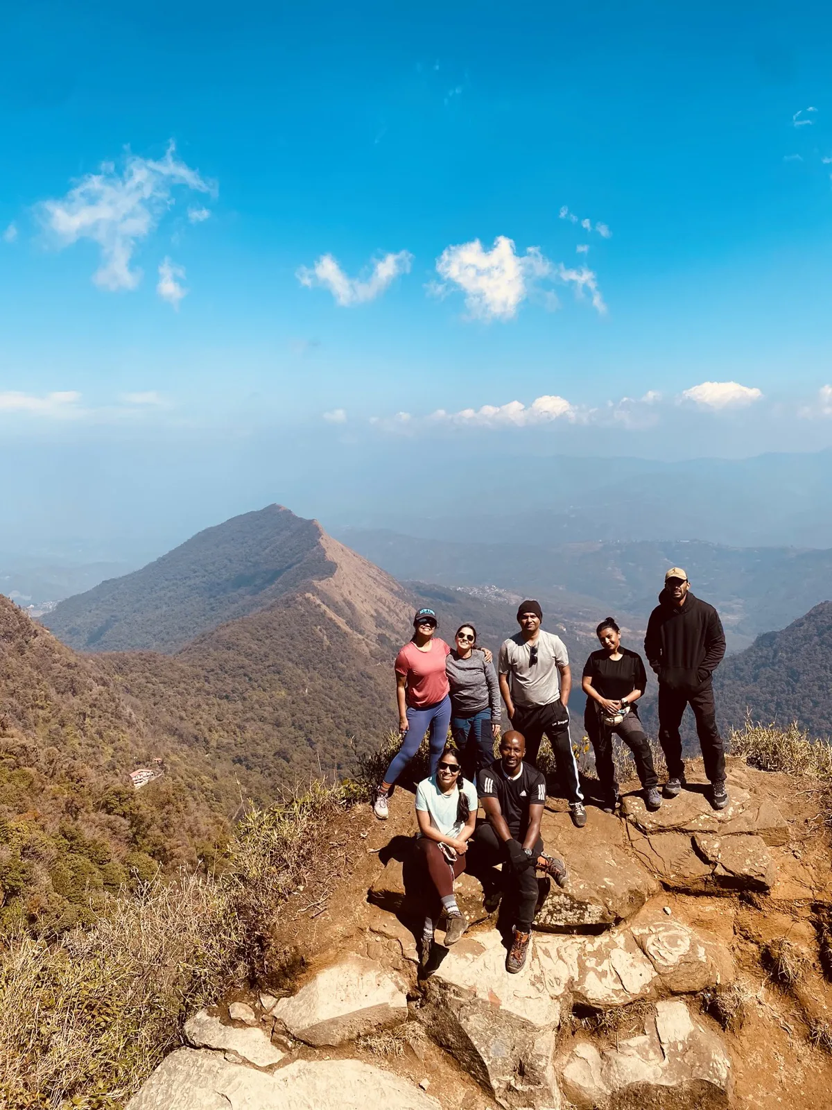 Trekkers on a summit ridge in Nagaland
