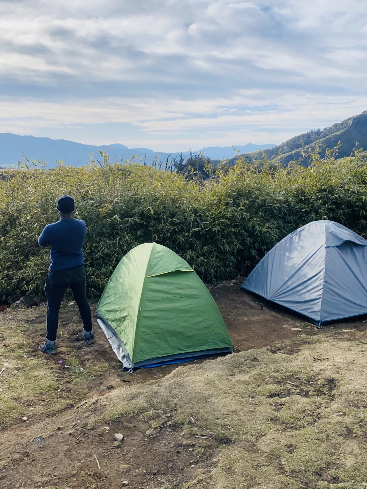 Tents pitched at the Dzukou Valley camp, Nagaland